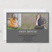 スクリスタイリッシュプト木炭グレー写真卒業 招待状 (裏面)