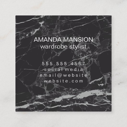 スクリップモノグラム |黒い大理石 スクエア名刺 (裏面)