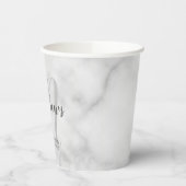 スクリパーソナライズされたプトモノグラムと名前白大理石 紙コップ (左)