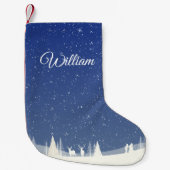 スクリパーソナライズされたプト名Winter Snowシーン スモールクリスマスストッキング (正面)