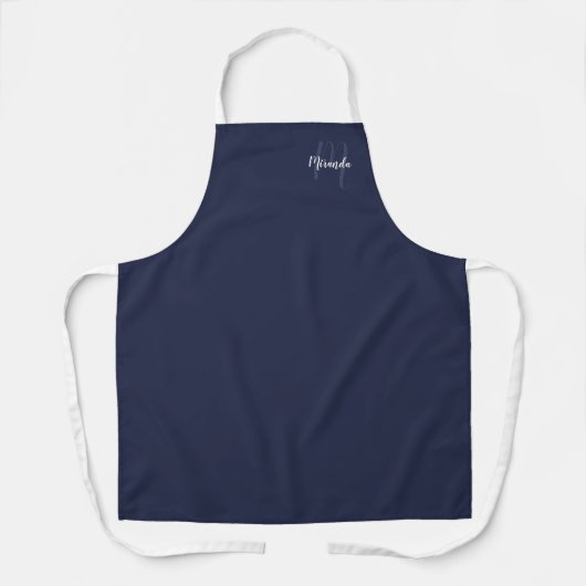 スクリパーソナライズされたプトMonogramと名前Navy Blue エプロン (正面)