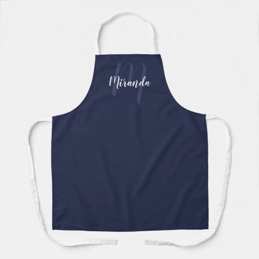 スクリパーソナライズされたプトMonogramと名前Navy Blue エプロン (正面)