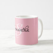 スクリファンシープカスタマイズトピンク色モノグラム- コーヒーマグカップ (正面右)