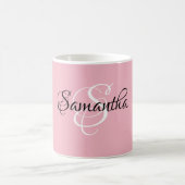 スクリファンシープカスタマイズトピンク色モノグラム- コーヒーマグカップ (中央)