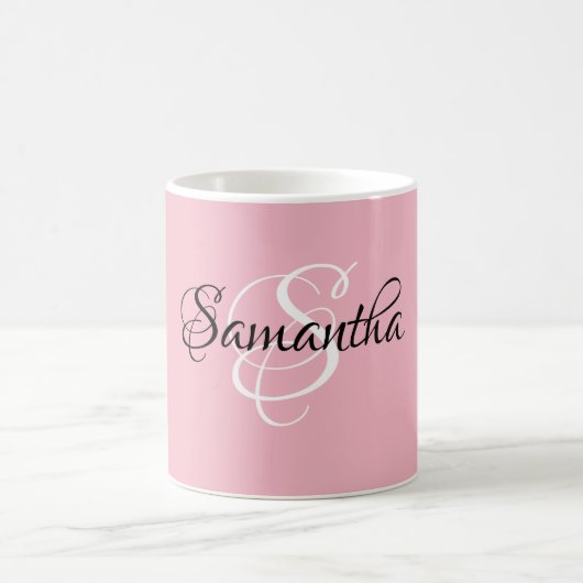 スクリファンシープカスタマイズトピンク色モノグラム- コーヒーマグカップ (中央)