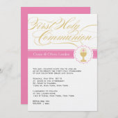 スクリファンシープトの最初のCommunion招待状|双子 招待状 (正面/裏面)