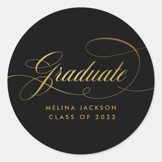スクリファンシープトブラックと金ゴールド卒業 ラウンドシール (正面)
