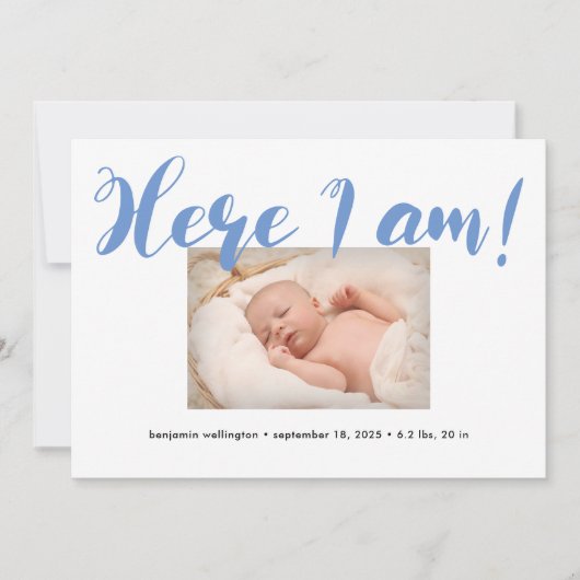 スクリプお洒落トはこちら私はブルーボーイ誕生 案内状 (正面)