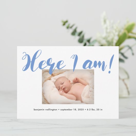 スクリプお洒落トはこちら私はブルーボーイ誕生 案内状 (スタンド正面)