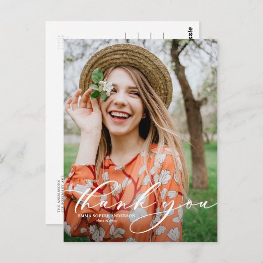 スクリプお洒落トポートレート卒業ありがとう ポストカード (正面/裏面)