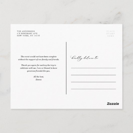 スクリプお洒落トポートレート卒業ありがとう ポストカード (裏面)