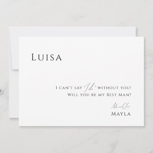 スクリプお洒落トミニマル花婿介添人提案カード 招待状 (裏面)