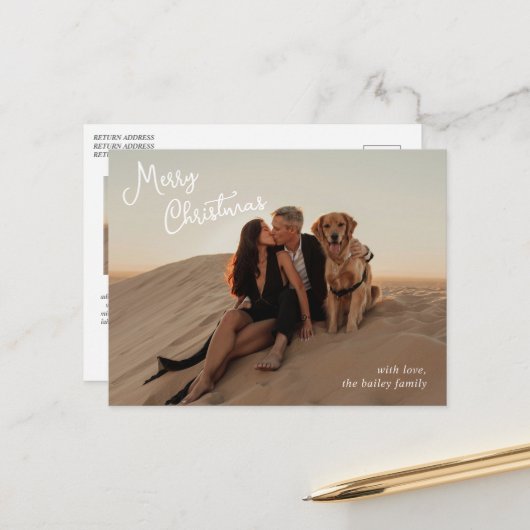 スクリプお洒落ト写真のクリモダンスマス シーズンポストカード (正面/裏面インサイチュ)