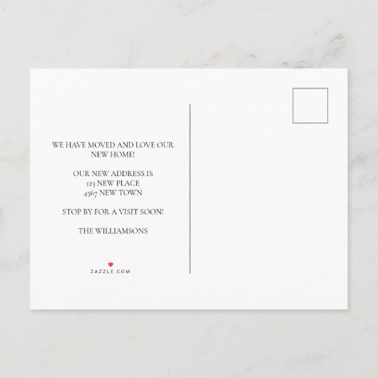 スクリプお洒落ト家族の写真の新しいホーム移動 案内ポストカード (裏面)