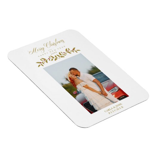 スクリプお洒落ト引用文フォトクリスマスファミリー金ゴールド マグネット (右側)