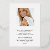 スクリプお洒落ト金箔の卒業発表 箔招待状 (裏面)