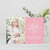 スクリプお洒落トPink First Holy Communionの写真 サンキューカード (スタンド正面)