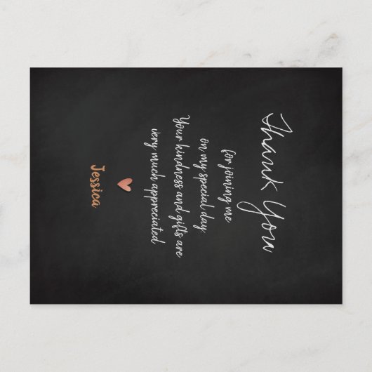 スクリプかわいらしトバラ金ゴールド写真卒業ありがとう ポストカード (裏面)