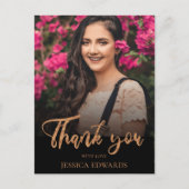 スクリプかわいらしトバラ金ゴールド写真卒業ありがとう ポストカード (正面)