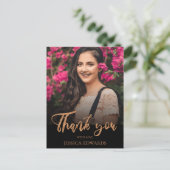 スクリプかわいらしトバラ金ゴールド写真卒業ありがとう ポストカード (スタンド正面)