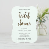 スクリプかわいらしトミントグリーンストライプブライダルシャワー 招待状 (スタンド正面)