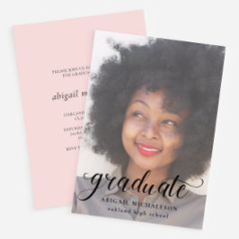 スクリプかわいらしト赤面ピンク写真卒業パーティー 招待状