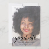 スクリプかわいらしト赤面ピンク写真卒業パーティー 招待状 (正面)