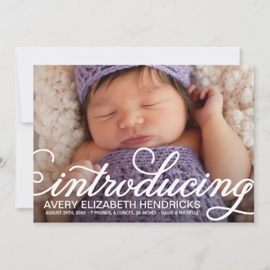 スクリプかわいらしト・オーバーレイ写真の誕生のお知らせ 案内状 (正面)