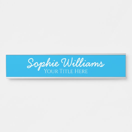 スクリプはっきりしたトの白いフォント名のタイトル（スカイブルー） サインプレート (正面)