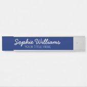 スクリプはっきりしたトの白いフォント名のタイトルNavy Blue サインプレート (正面)