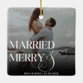 スクリプはっきりしたトの結婚初めてのクリスマスメタル セラミックオーナメント (裏面)