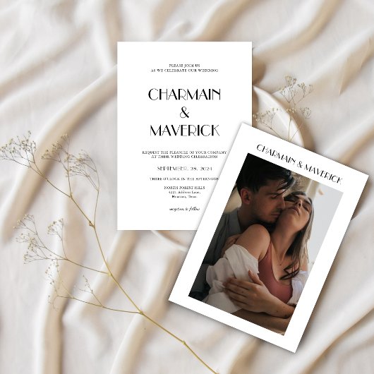 スクリプはっきりしたトタイポグラフィフォト結婚ズ 招待状