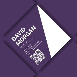 スクリプはっきりしたトタイポグラフィQrコード紫 スクエア名刺