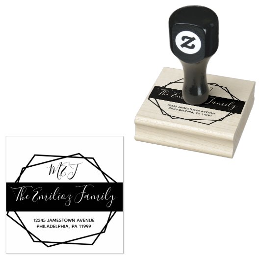 スクリプはっきりしたトフレームファミリモノグラムのアドレス ラバースタンプ (押印)