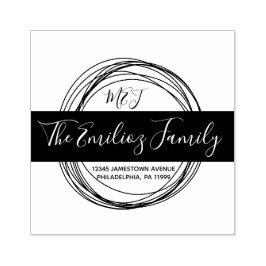 スクリプはっきりしたトリングや輪ファミリモノグラムのアドレス ラバースタンプ