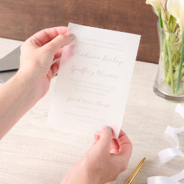 スクリプはっきりしたト桃エレガントな結婚式 ベラム紙招待状