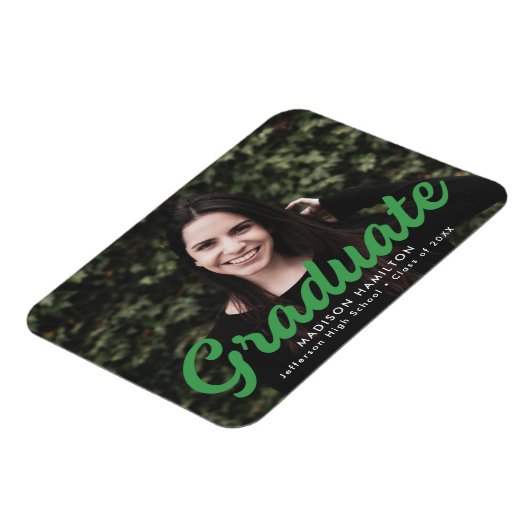 スクリプはっきりしたト緑写真卒業のお知らせ マグネット (左側)