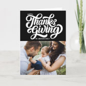 スクリプはっきりしたト黒写真ハッピー感謝祭 シーズンカード (正面)