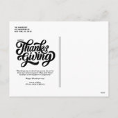 スクリプはっきりしたト黒写真ハッピー感謝祭 シーズンポストカード (裏面)