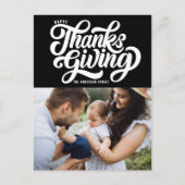 スクリプはっきりしたト黒写真ハッピー感謝祭 シーズンポストカード (正面)