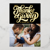 スクリプはっきりしたト黒幸せ感謝祭の写真 箔シーズンカード (正面)