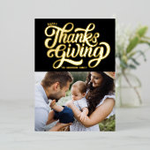 スクリプはっきりしたト黒幸せ感謝祭の写真 箔シーズンカード (立ち正面)