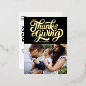 スクリプはっきりしたト黒幸せ感謝祭の写真 箔シーズンポストカード (正面/裏面)