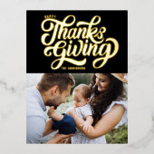 スクリプはっきりしたト黒幸せ感謝祭の写真 箔シーズンポストカード (正面)