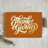 スクリプはっきりしたト・オレンジハッピーサンクスギビン 箔シーズンカード