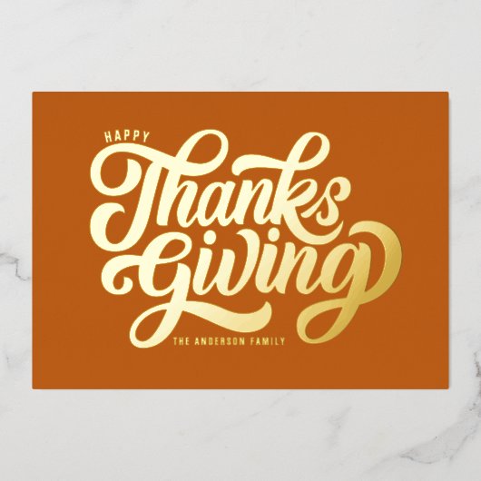 スクリプはっきりしたト・オレンジハッピーサンクスギビン 箔シーズンカード (正面)