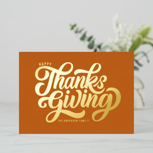 スクリプはっきりしたト・オレンジハッピーサンクスギビン 箔シーズンカード (立ち正面)