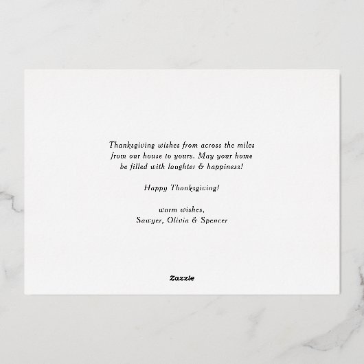 スクリプはっきりしたト・オレンジハッピーサンクスギビン 箔シーズンカード (裏面)