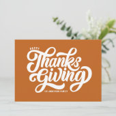 スクリプはっきりしたト・オレンジ・ハッピーサンクスギビング シーズンカード (スタンド正面)