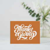 スクリプはっきりしたト・オレンジ・ハッピーサンクスギビング シーズンポストカード (スタンド正面)